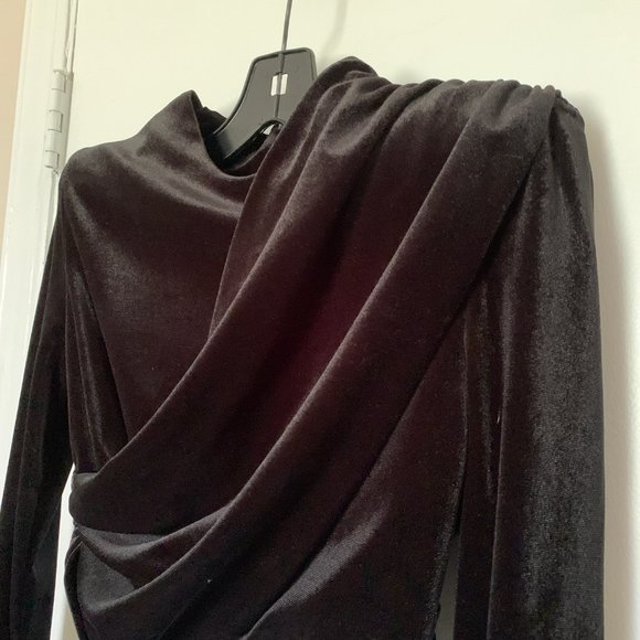 ZARA VELVET SHOULDER PAD TOP CROP TOP XS - Picture 5 of 10